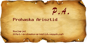 Prohaska Arisztid névjegykártya
